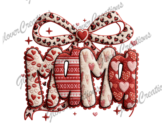 V-Day Faux Mama Bow Direct to Film Ready to Press Heat Transfers