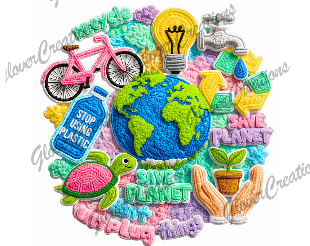 Faux Yarn Earth Day Direct to Film Ready to Press Heat Transfers