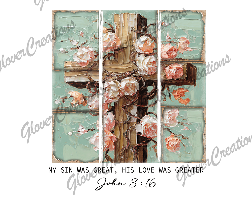 Floral Cross Direct to Film Ready to Press Heat Transfers