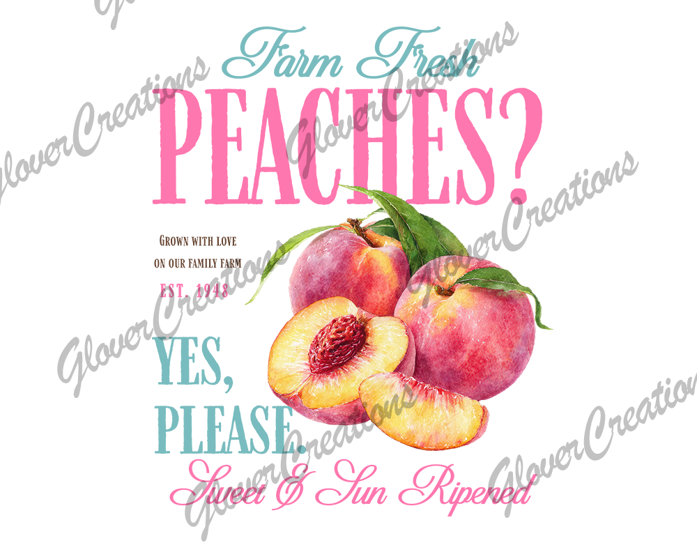 fresh peaches Direct to Film Ready to Press Heat Transfers