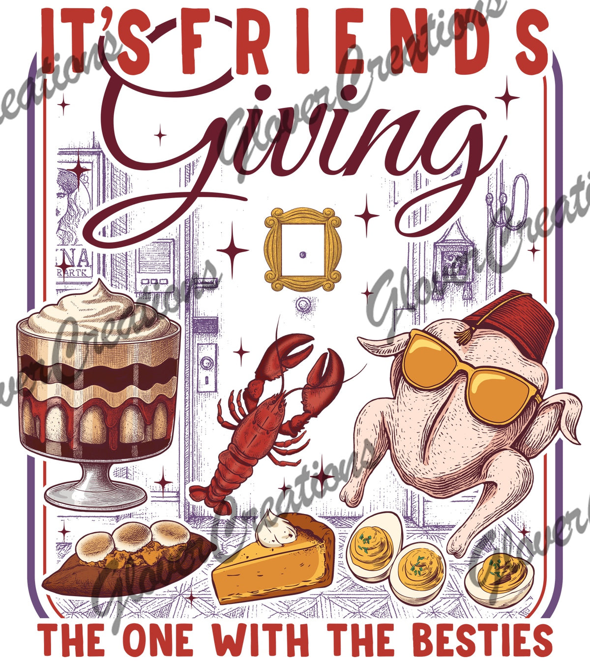 Friendsgiving besties DTF heat transfer