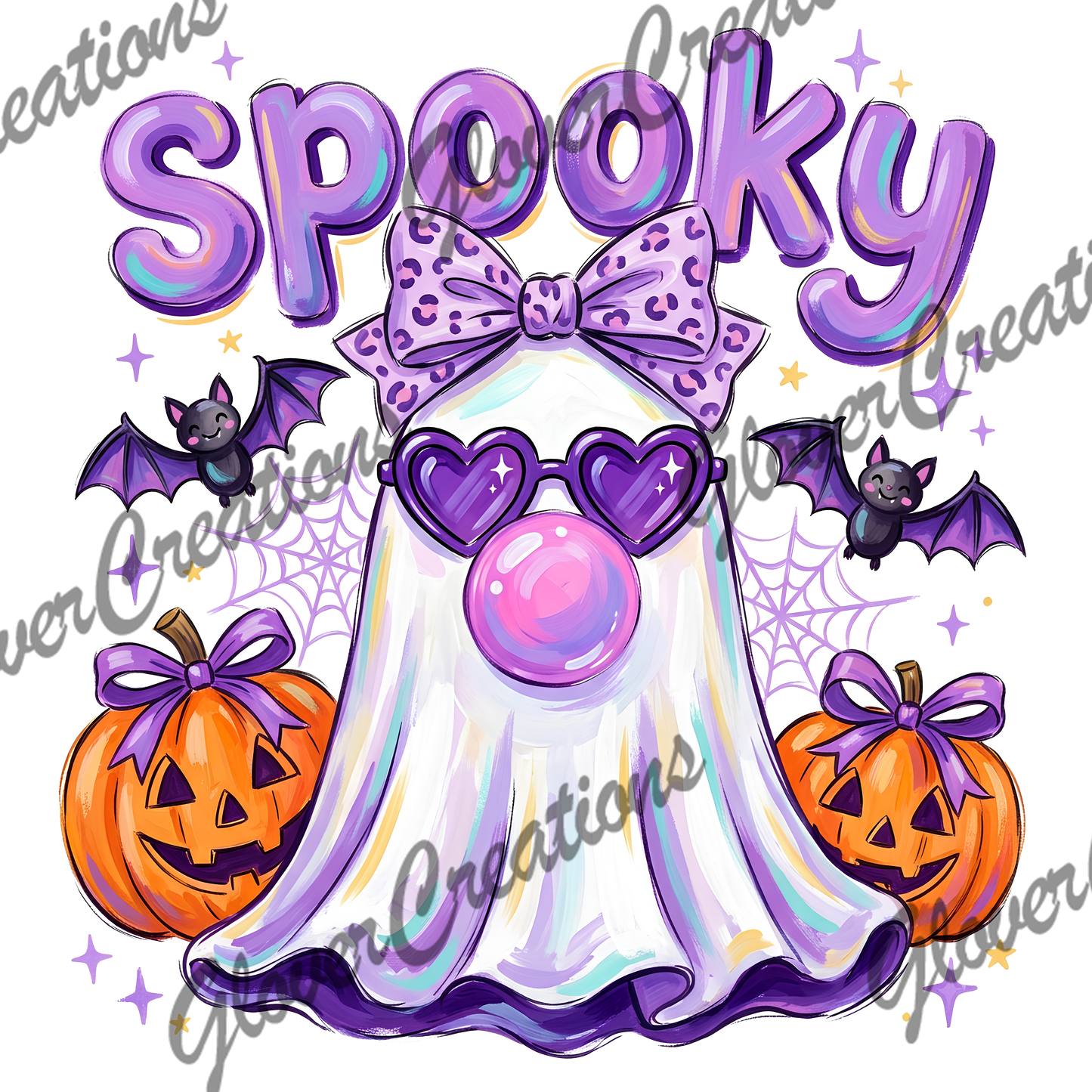 Spooky Purple Ghost Direct to Film Ready to Press Heat Transfers