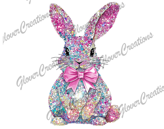 Glitter Bunny Direct to Film Ready to Press Heat Transfers