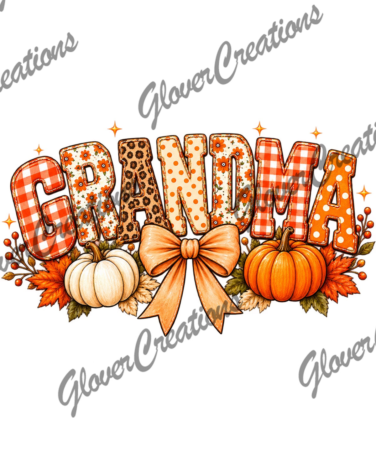 Grandma fall pumpkins and bow DTF heat transfer