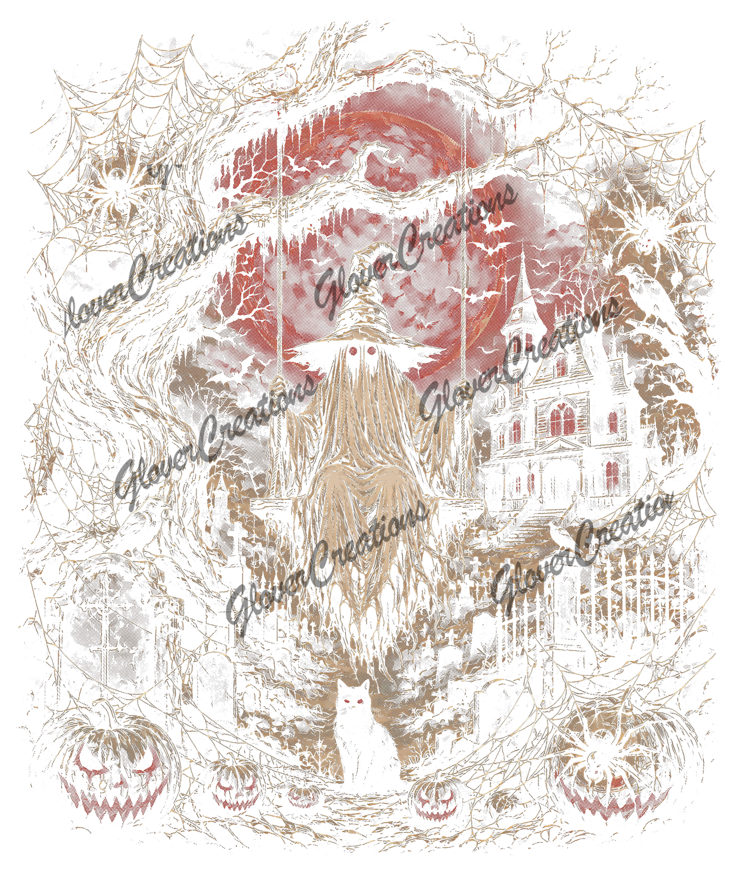Spooky Ghost In Grave Yard Direct to Film Ready to Press Heat Transfers