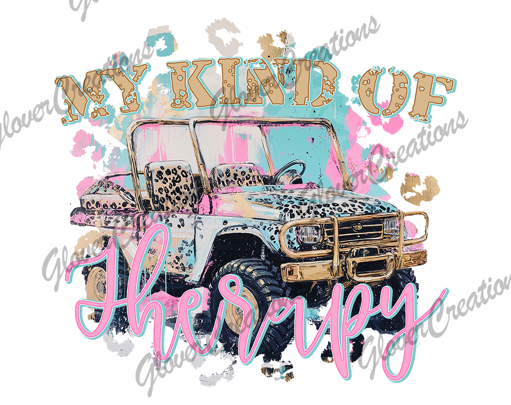 Jeep Therapy Direct to Film Ready to Press Heat Transfer