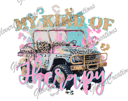 Jeep Therapy Direct to Film Ready to Press Heat Transfer