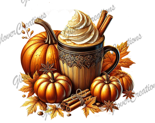 Latte and Cinnamon Pumpkin Spice Direct to Film Ready to Press Heat Transfers