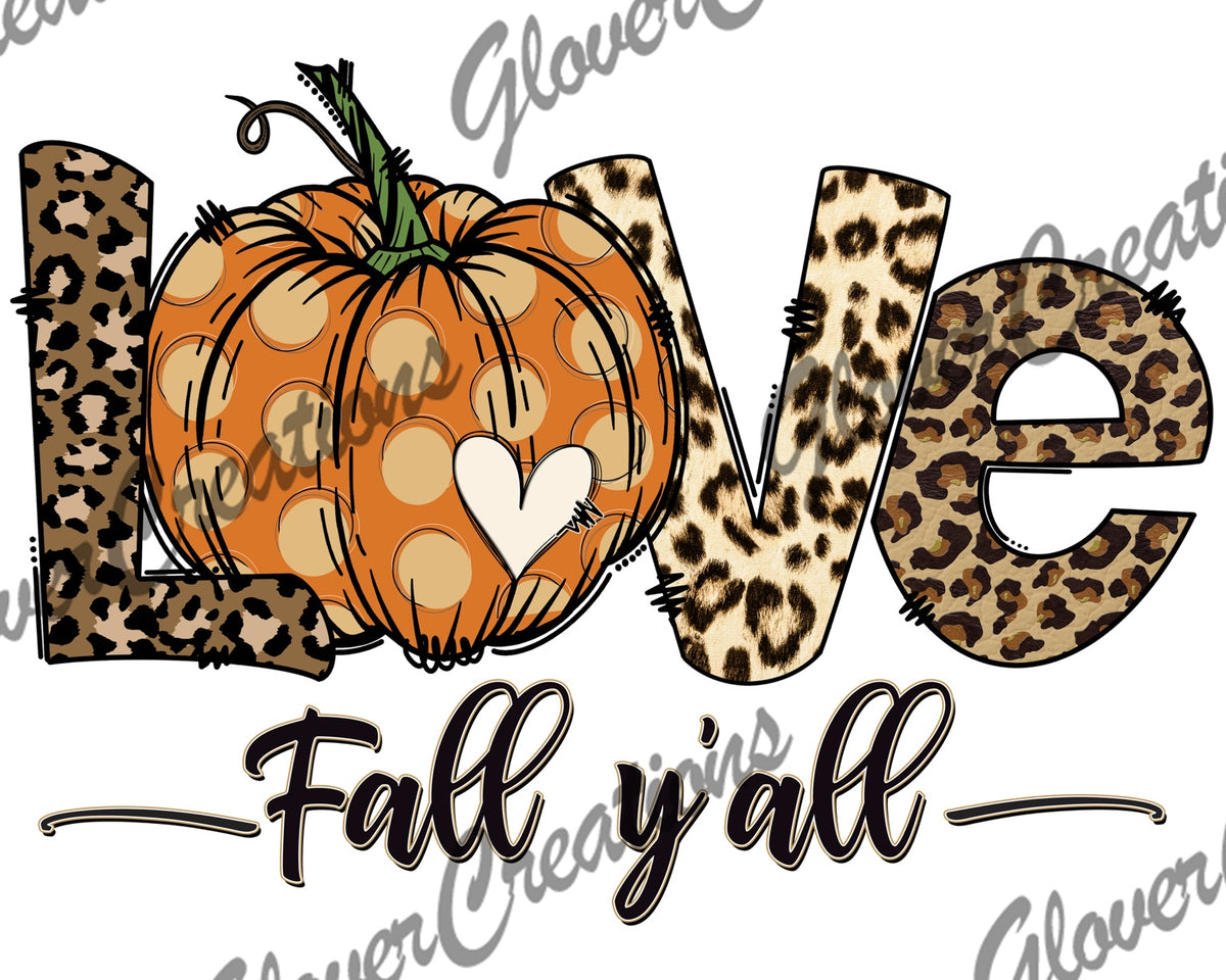 Leopard Pumpkin Love Fall Y'all Direct to Film Ready to Press Heat Transfers