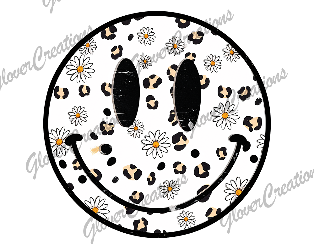 leopard print smile Direct to Film Ready to Press Heat Transfers