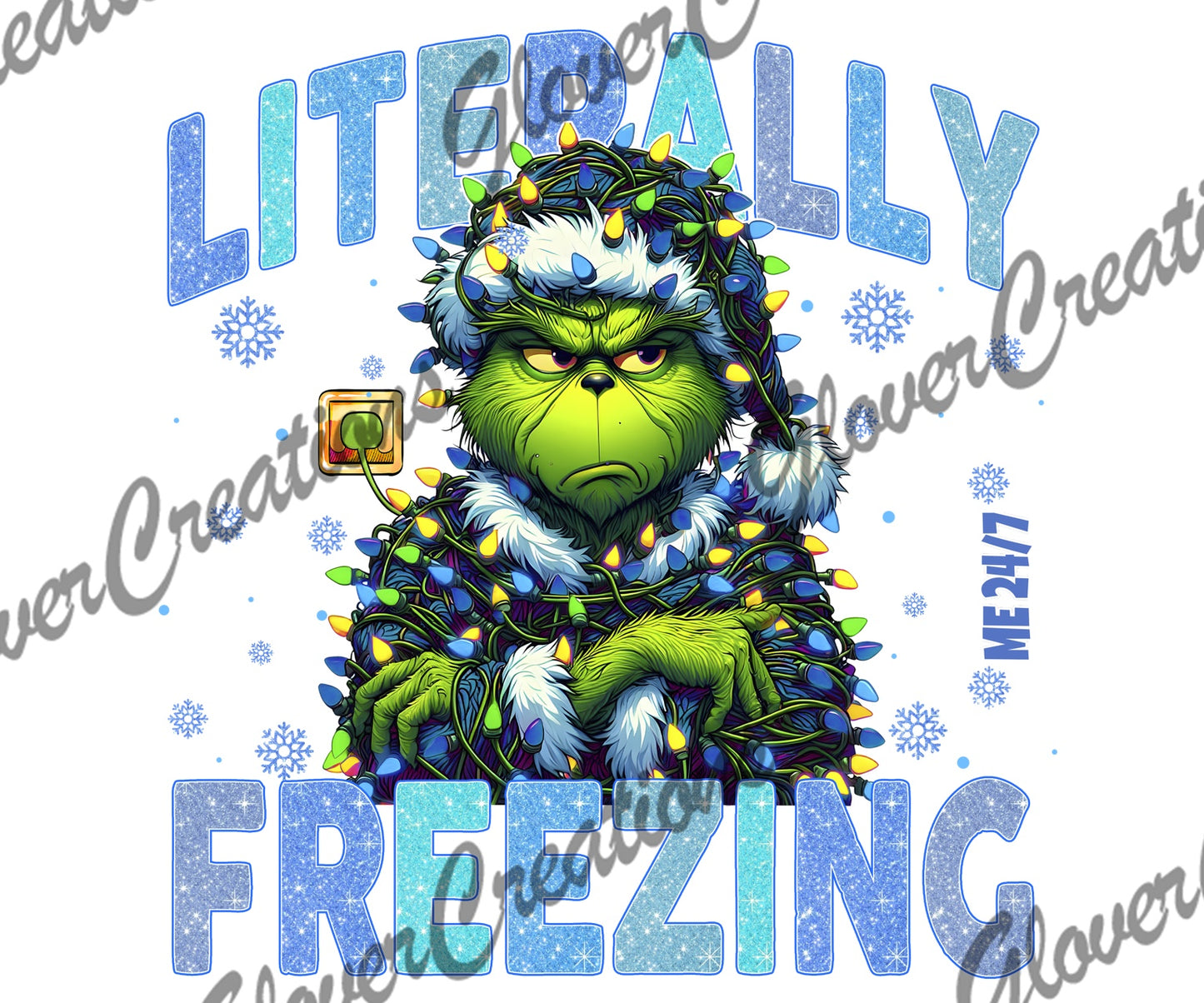 Literally freezing green grouch Christmas lights design