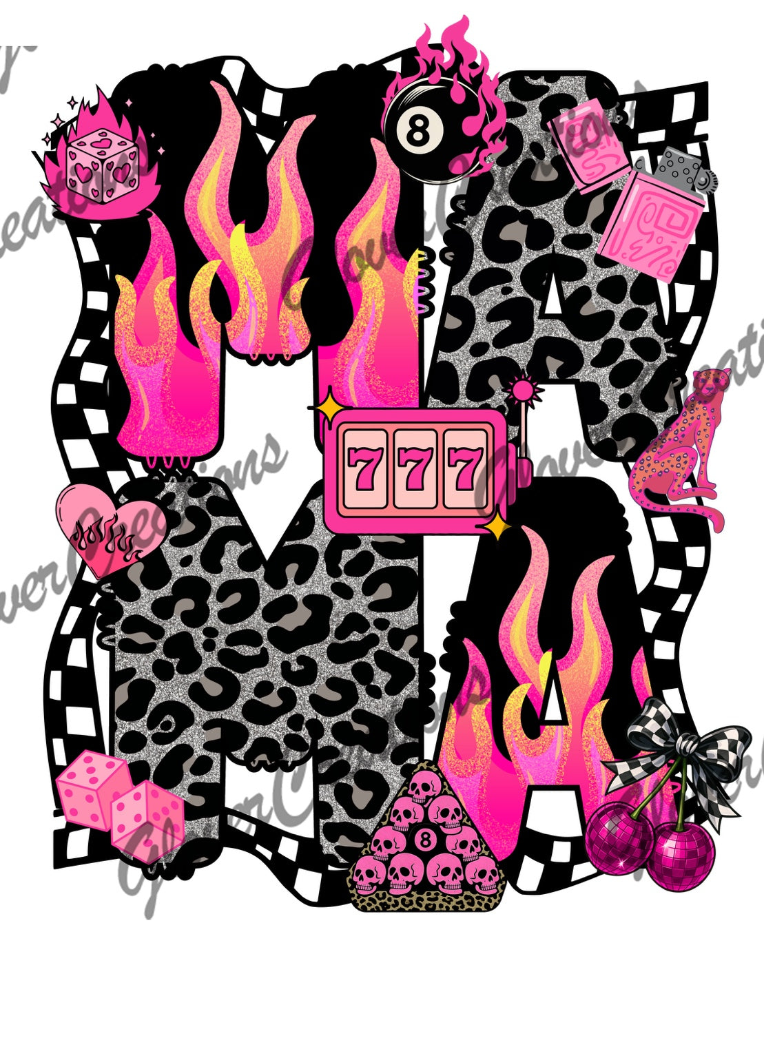 Mama Flames Direct to Film Ready to Press Heat Transfers