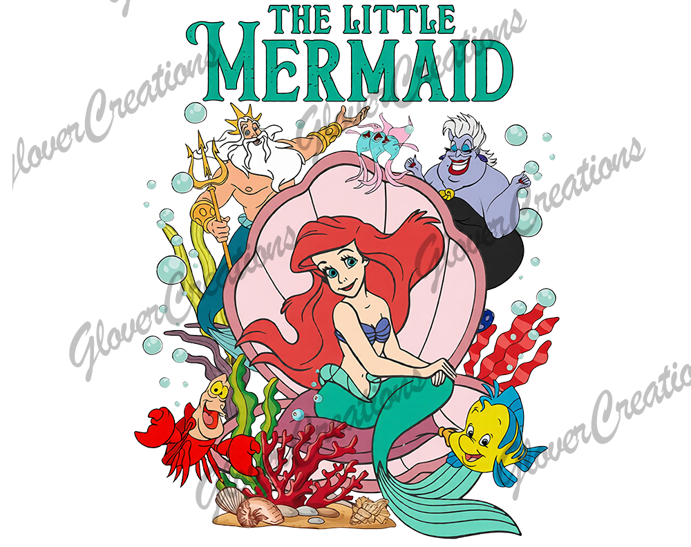8 Inch Child Size Mermaid Character Direct to Film Ready to Press Heat Transfers