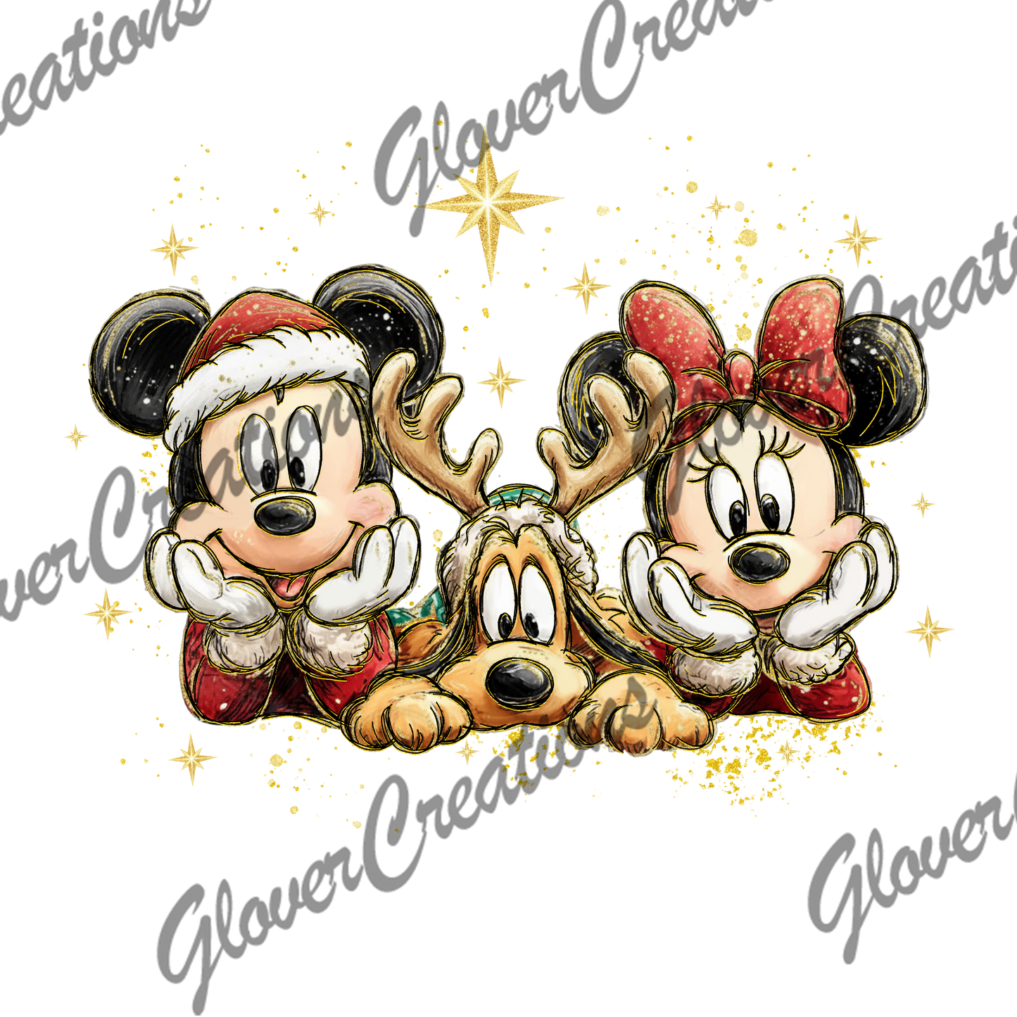 Mouse Christmas Direct to Film Ready to Press Heat Transfers