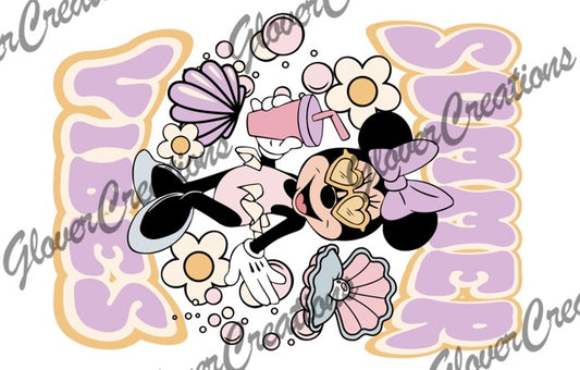 Minnie Summer Vibes Direct to Film Ready to Press Heat Transfers