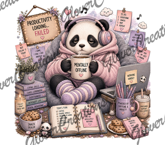 Laid Back Panda Direct to Film Ready to Press Heat Transfers