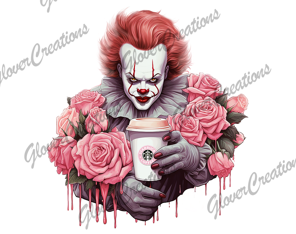 Clown for Coffee Direct to Film Ready to Press Heat Transfer