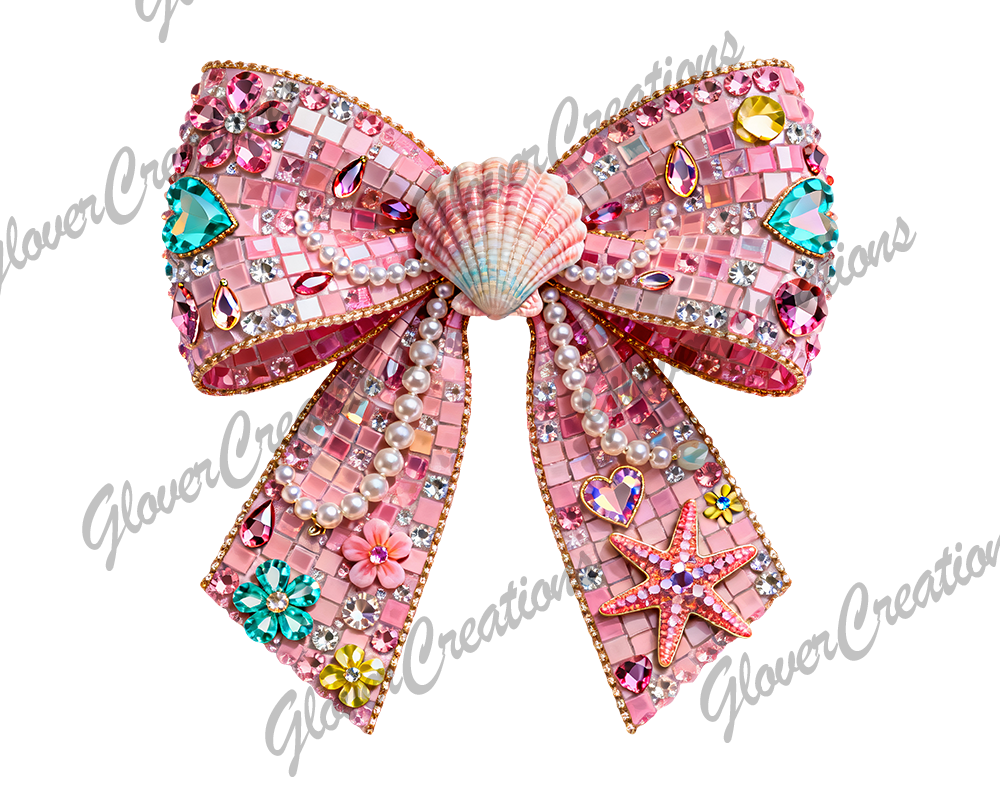 Pink Beach Bow Direct to Film Ready to Press Heat Transfer