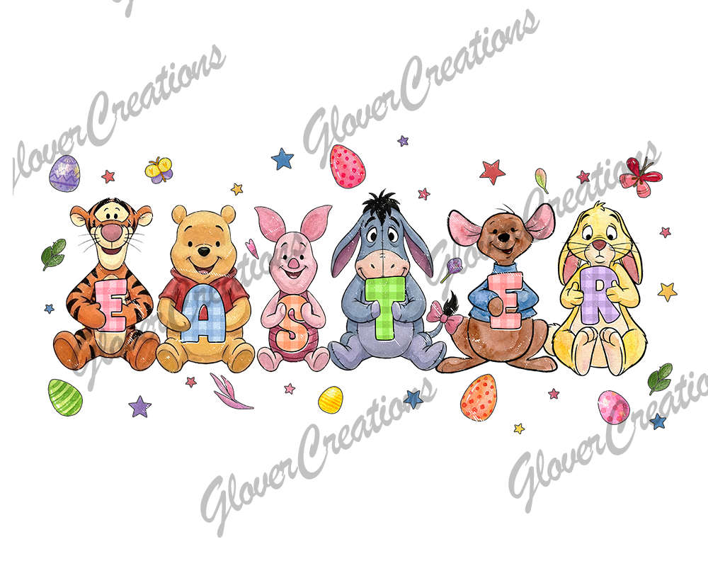 Pooh Easter Direct to Film Ready to Press Heat Transfers