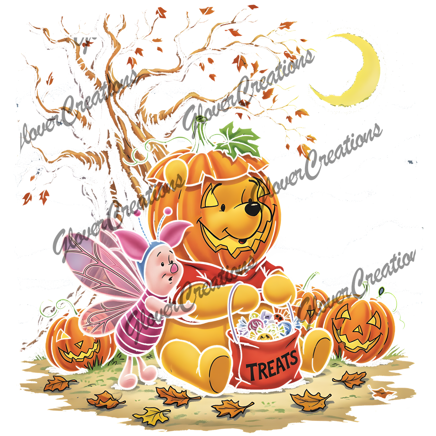 Pooh Treats Halloween Direct to Film Ready to Press Heat Transfers
