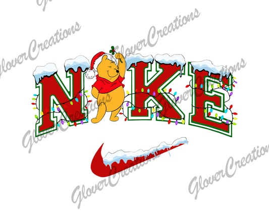 Pooh Christmas Swoosh Direct to Film Ready to Press Heat Transfers