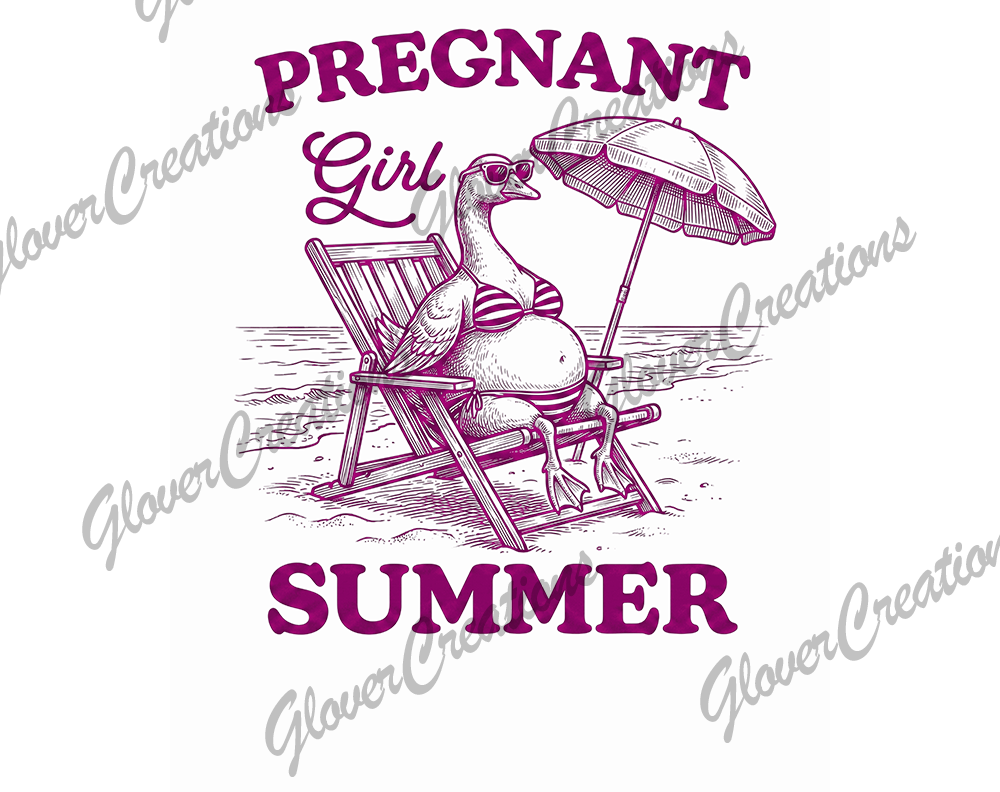 pregnant girl summer Direct to Film Ready to Press Heat Transfer