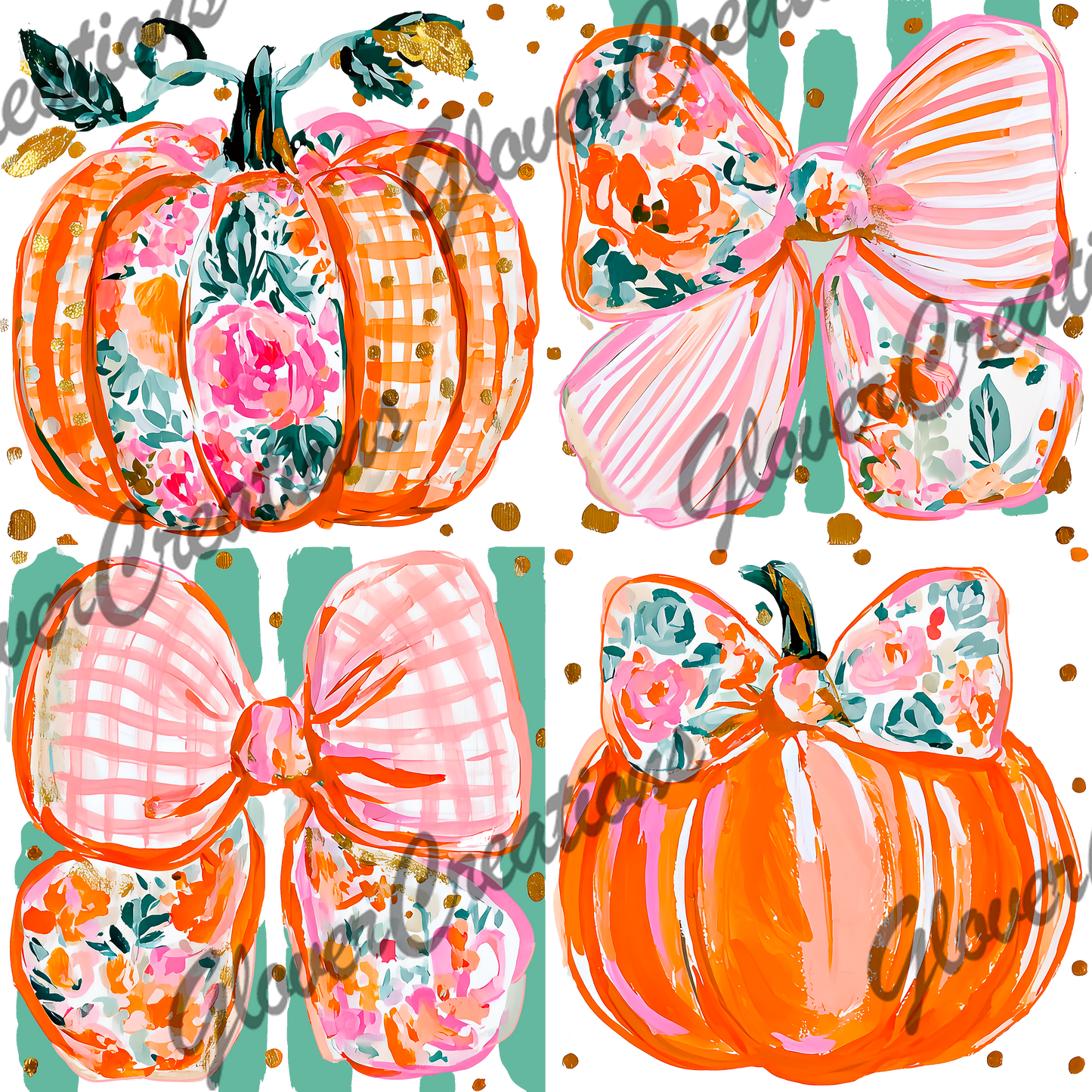 Pumpkin Bows Direct to Film Ready to Press Heat Transfers