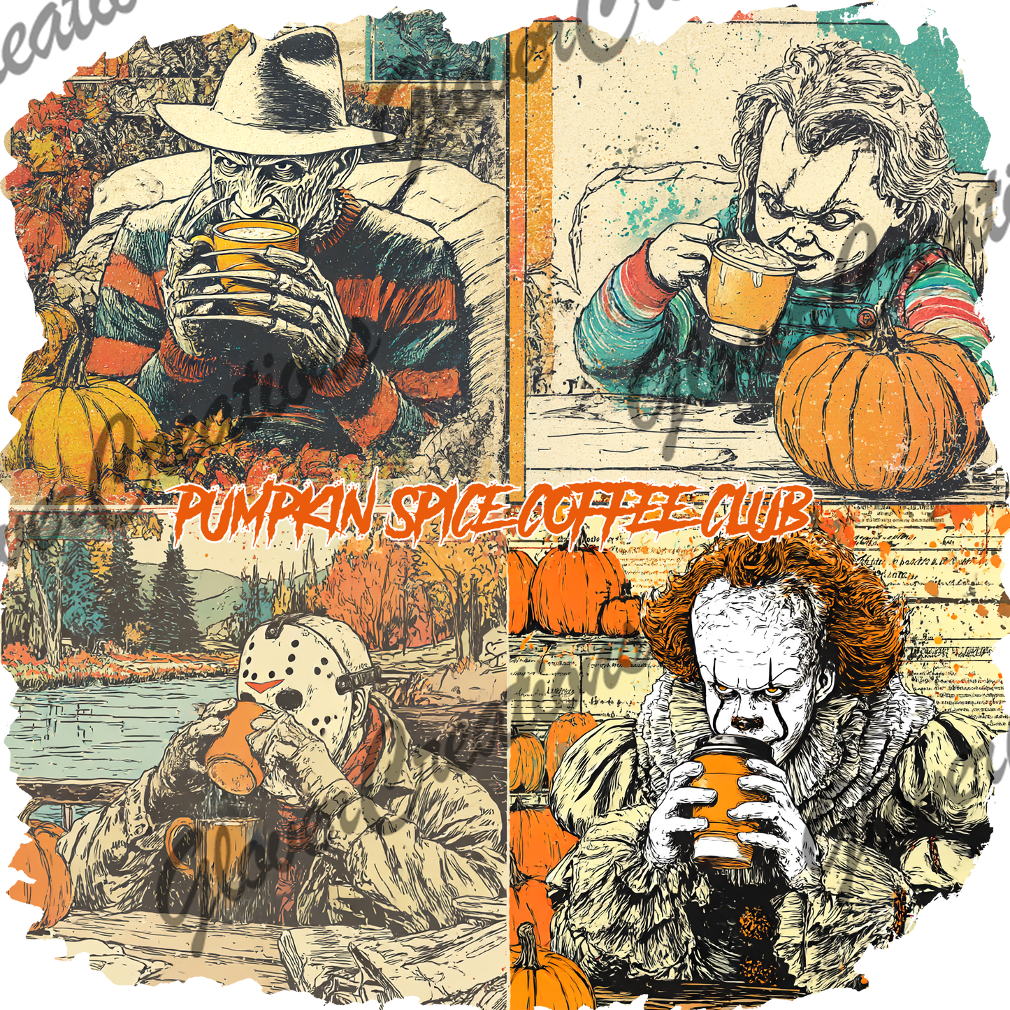 Horror Pumpkin Fall Halloween Direct to Film Ready to Press Heat Transfers