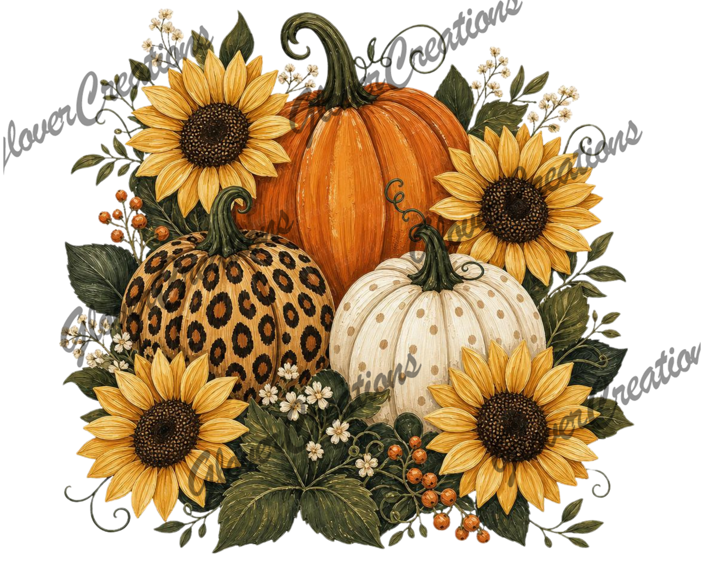 Sunflower Pumpkins Direct to Film Ready to Press Heat Transfers