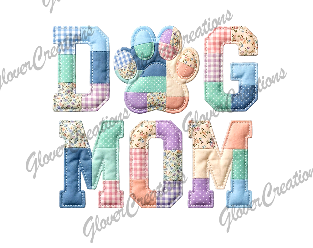 Quilted Dog Mom Direct to Film Ready to Press Heat Transfer