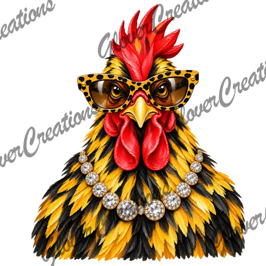 Glam Chicken Direct To Film Ready To Press Heat Transfers