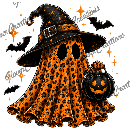 Halloween Cheetah Ghostie Direct to Film Ready to Press Heat Transfers