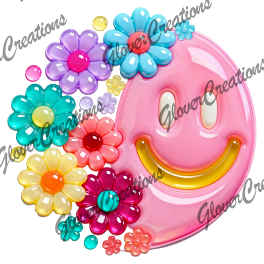 Smiley Candy Glow Direct to Film Ready to Press Heat Transfers