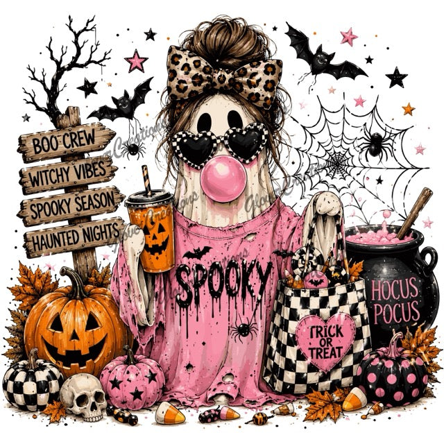 Spooky Mom Ghost Direct to Film Ready to Press Heat Transfers