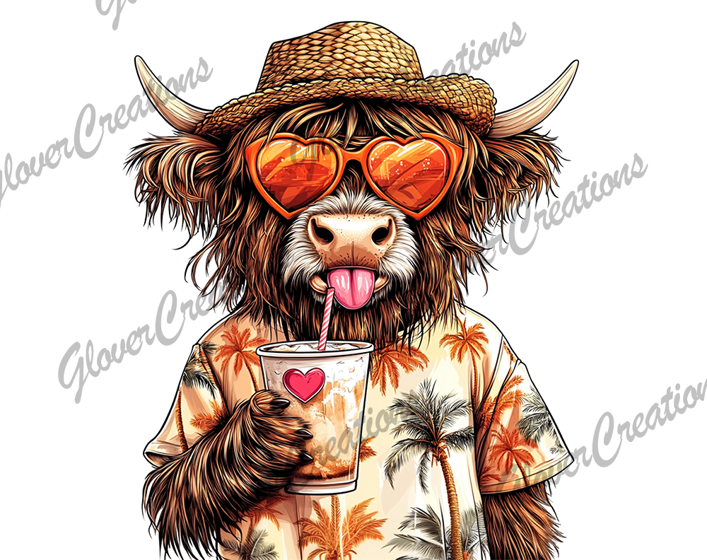 Beach Bum Cow Direct to Film Ready to Press Heat Transfer