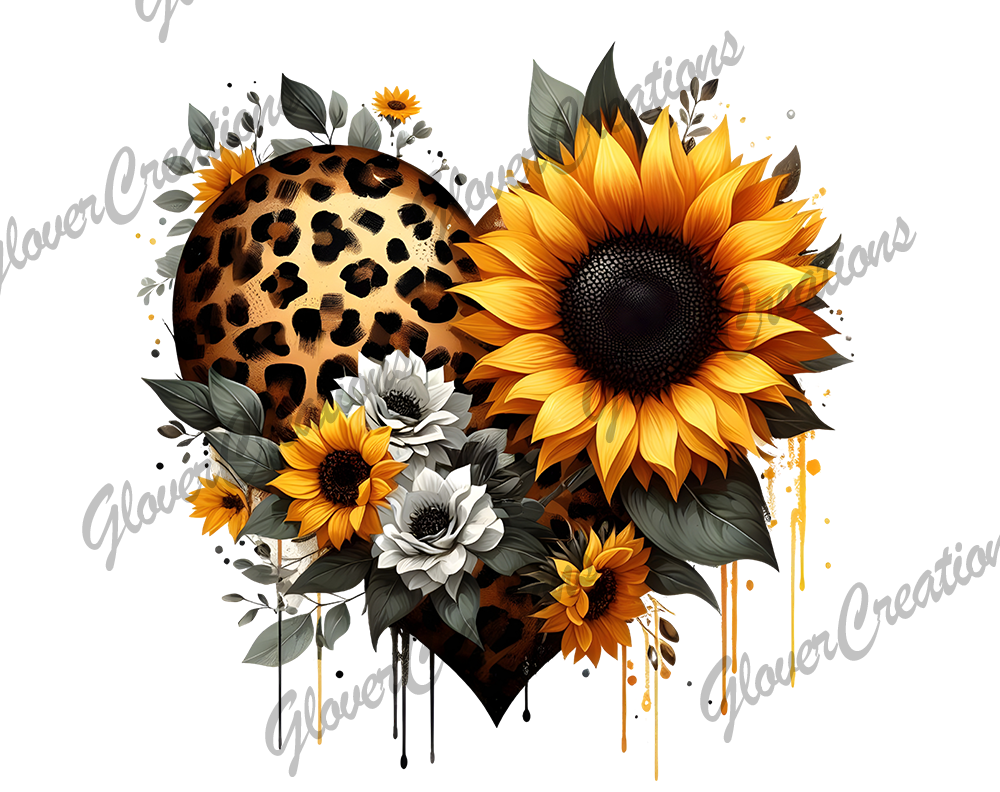 Sunflower Heart Direct to Film Ready to Press Heat Transfer