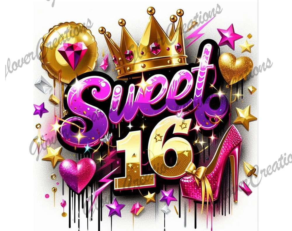 Sweet 16 Direct to Film Ready to Press Heat Transfers