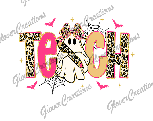 Teach Ghost Halloween Direct to Film Ready to Press Heat Transfers