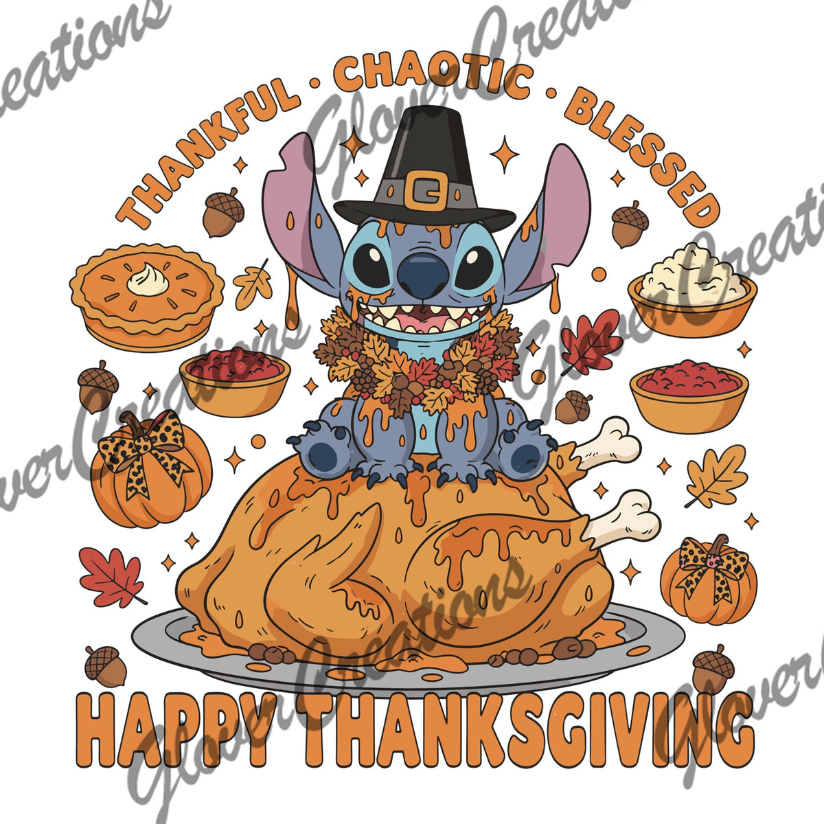 Thankful chaotic blessed Happy Thanksgiving heat transfer design