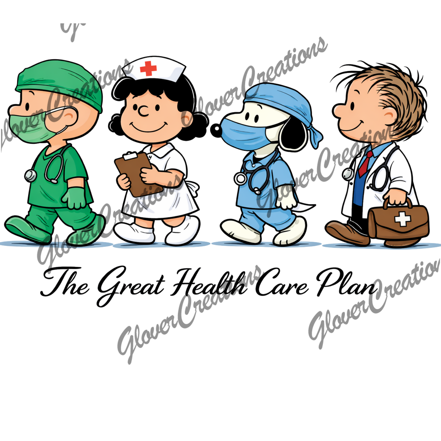 Cartoon Nurse Crew Direct to Film Ready to Press Heat Transfers