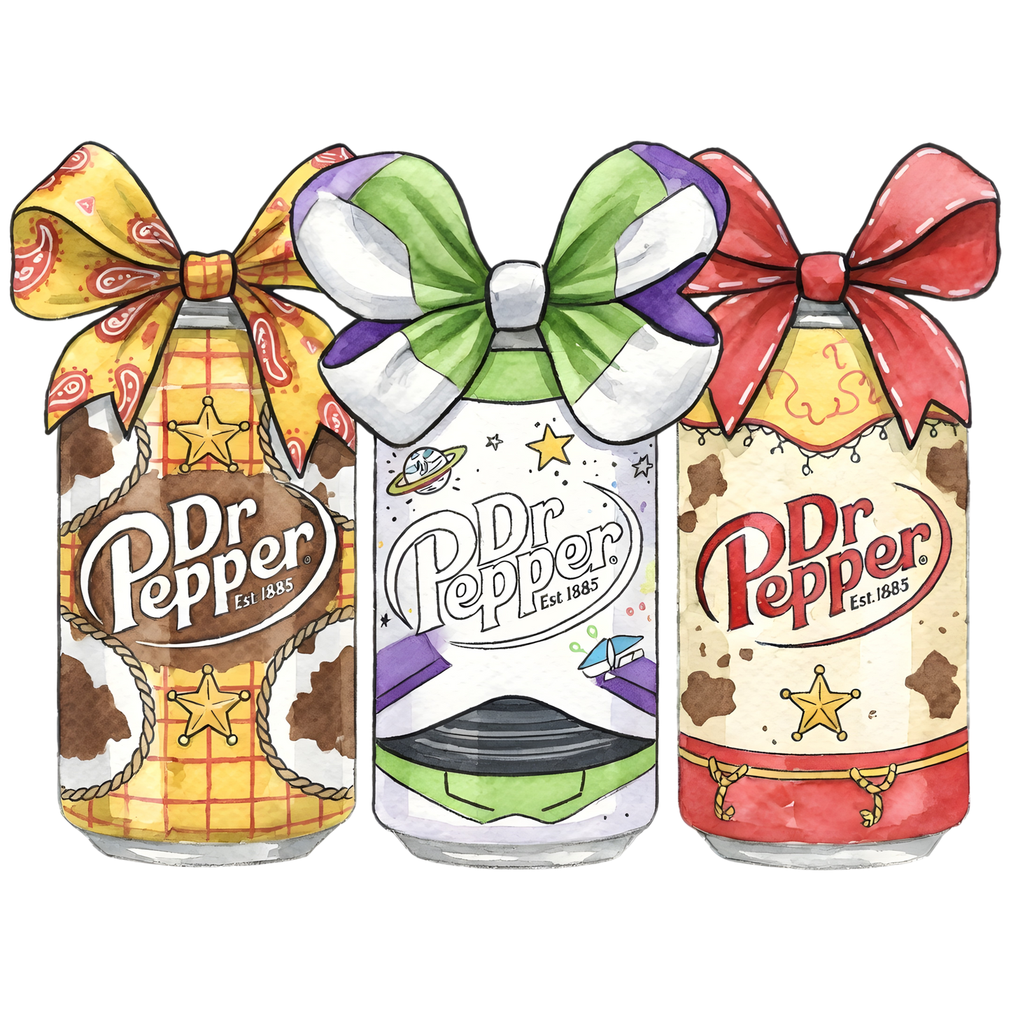 Dr Pepper Cartoon  Direct to Film Ready to Press Heat Transfers
