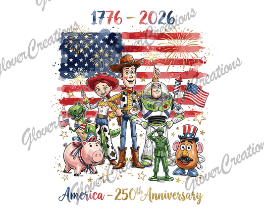 Toys 4th of July Direct to Film Ready to Press Heat Transfer
