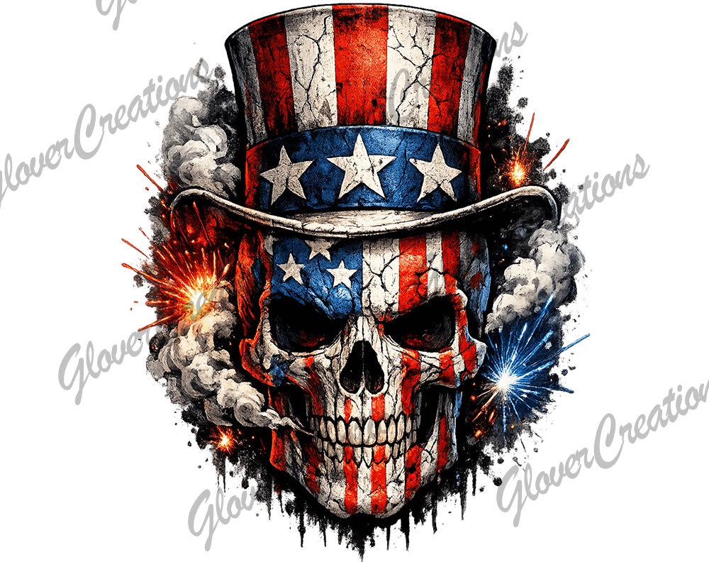 Uncle Sam Skull Direct to Film Ready to Press Heat Transfer
