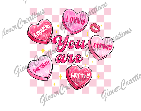 12 Inch V-Day Candy Direct to Film Ready to Press Heat Transfers