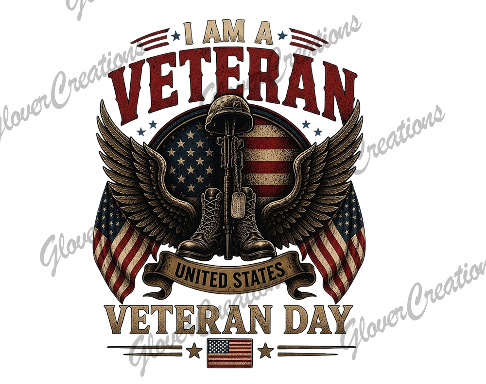 Veteran's Day Boots and Dog Tag Direct to Film Ready to Press Heat Transfer