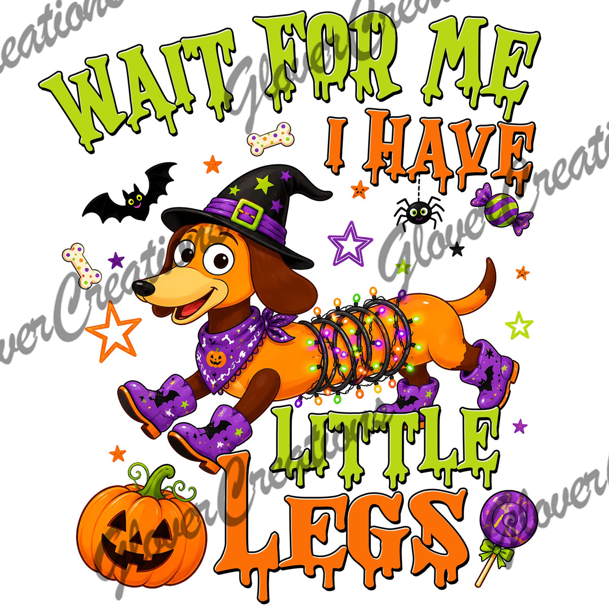 Wait for me I have little legs Halloween dog heat transfer