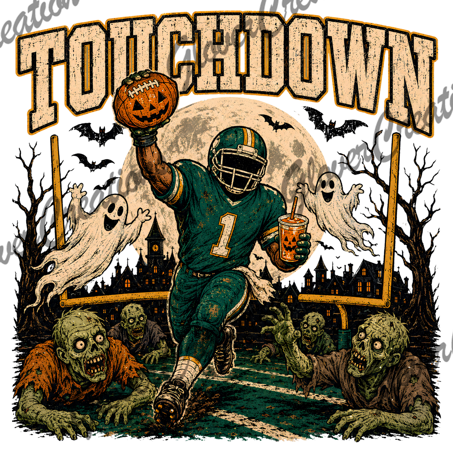 Zombie Touchdown Direct to Film Ready to Press Heat Transfers